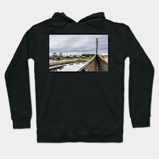 Bow of a wooden boat in a cloudy day Hoodie